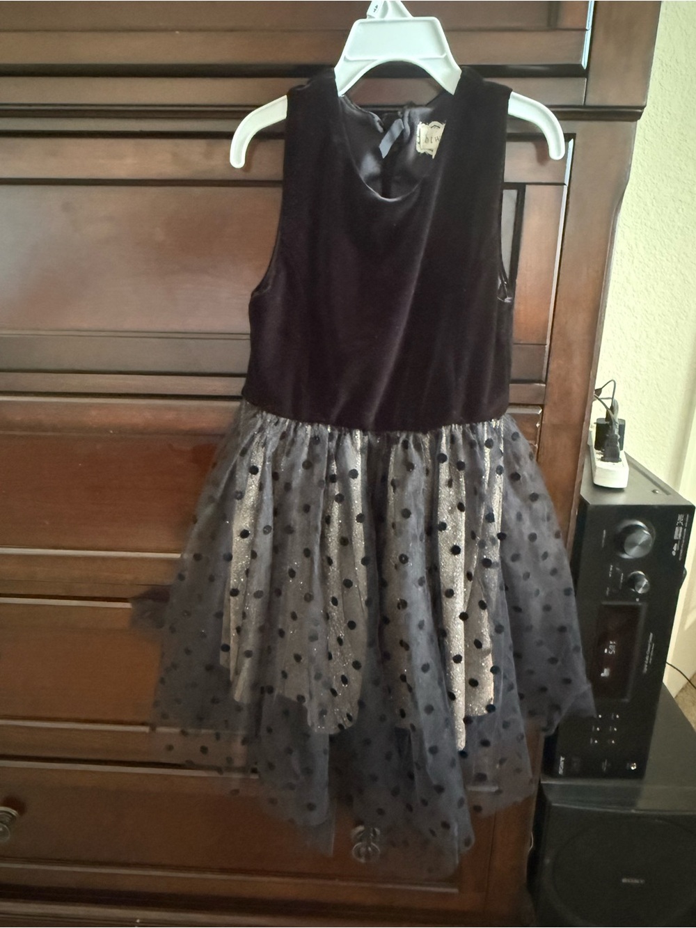btween Black Velvet & Polka Dot Tulle Formal Dress